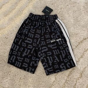 Palm Angels Black & White Striped Track Print PA Logos Shorts Mens Size Large